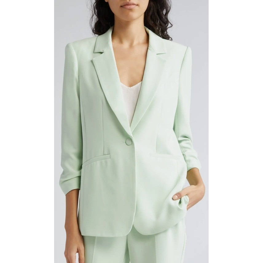 Cinq Sept Khloe Blazer Peridot Green Ruched Sleeve Size 14